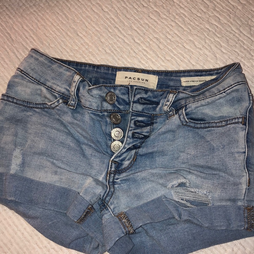 Pacsun Super Stretch Blue Wash Denim Jean shorts